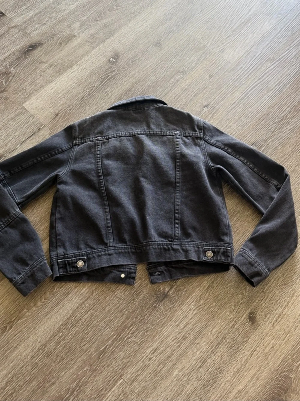 Free People Woman Black Denim Jacket - Button Front - Picture 6 of 7